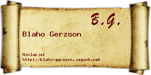 Blaho Gerzson névjegykártya